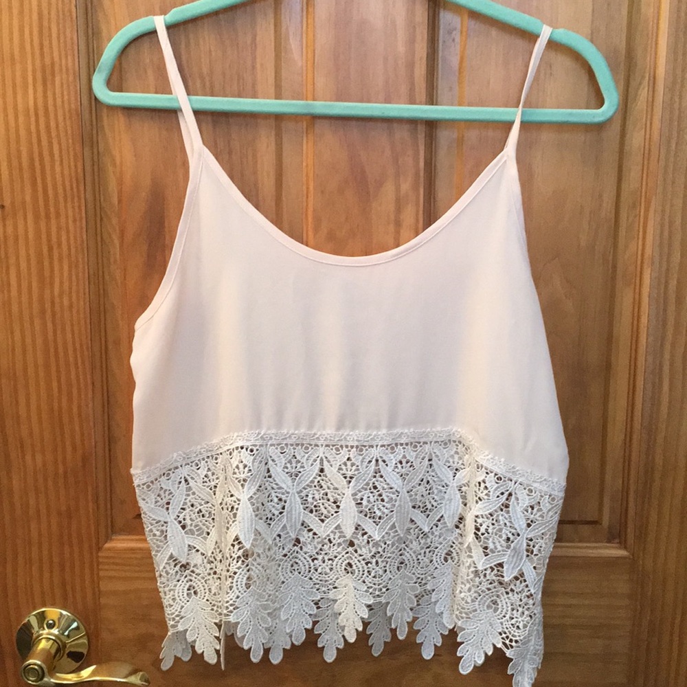 TOBI Peach Lace Tank